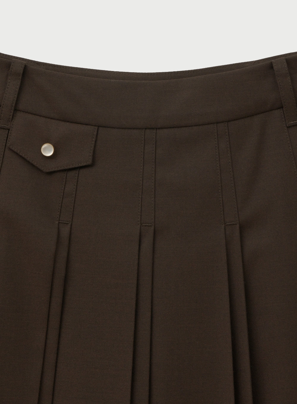 [satur] (W) Button Pleats Midi Skirt - Brown
