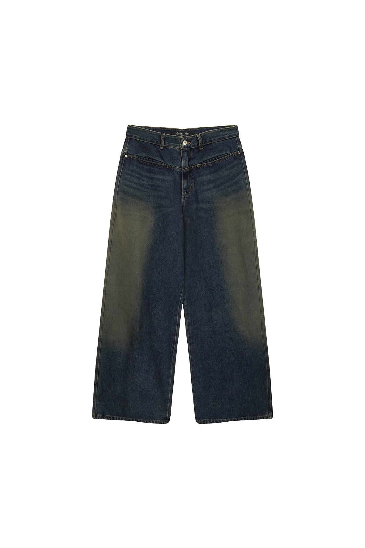 Matinkim Side Brush Washed Denim Pants For Men IN Blue