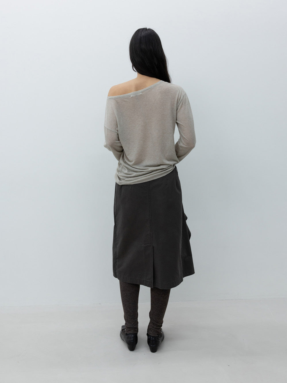 Low Classic Draped Wrap Cotton Skirts Charcoal