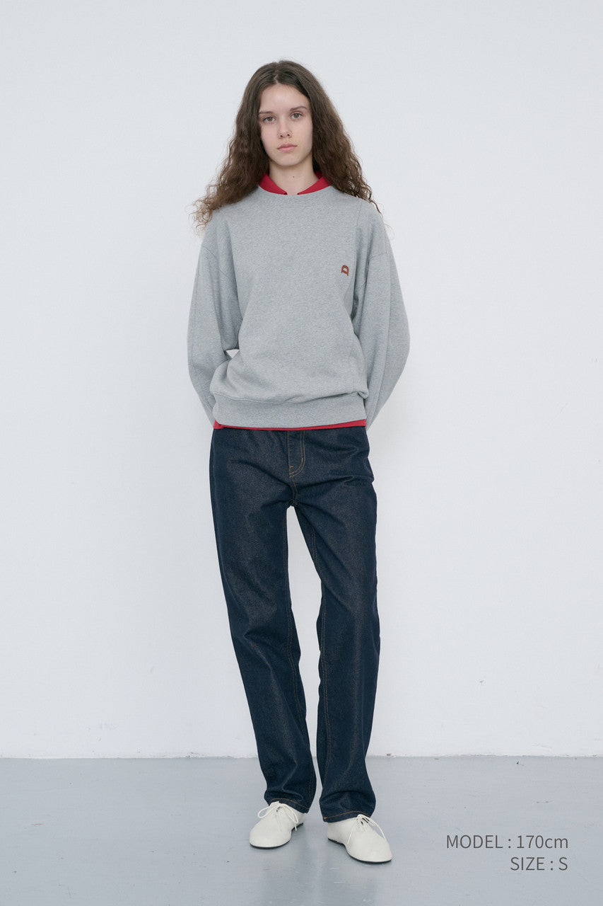 Dunst Unisex Dunst Logo Crease Sweatshirt Melange Grey