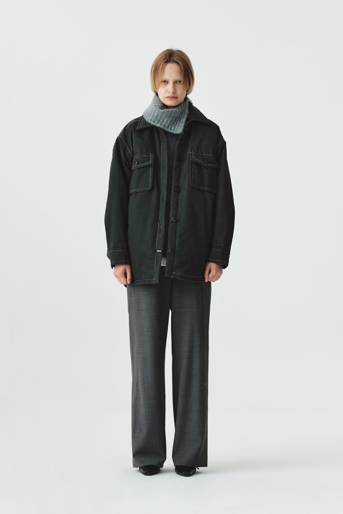 Matinkim Pocket Point Padded Shirt Jumper IN Dark Brown