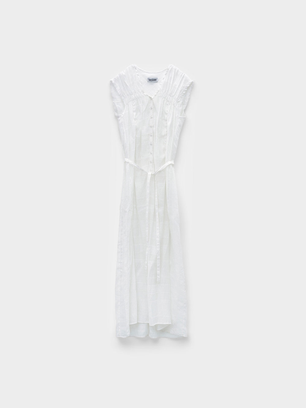 Low Classic Shirring Sleeveless Maxi Dress White