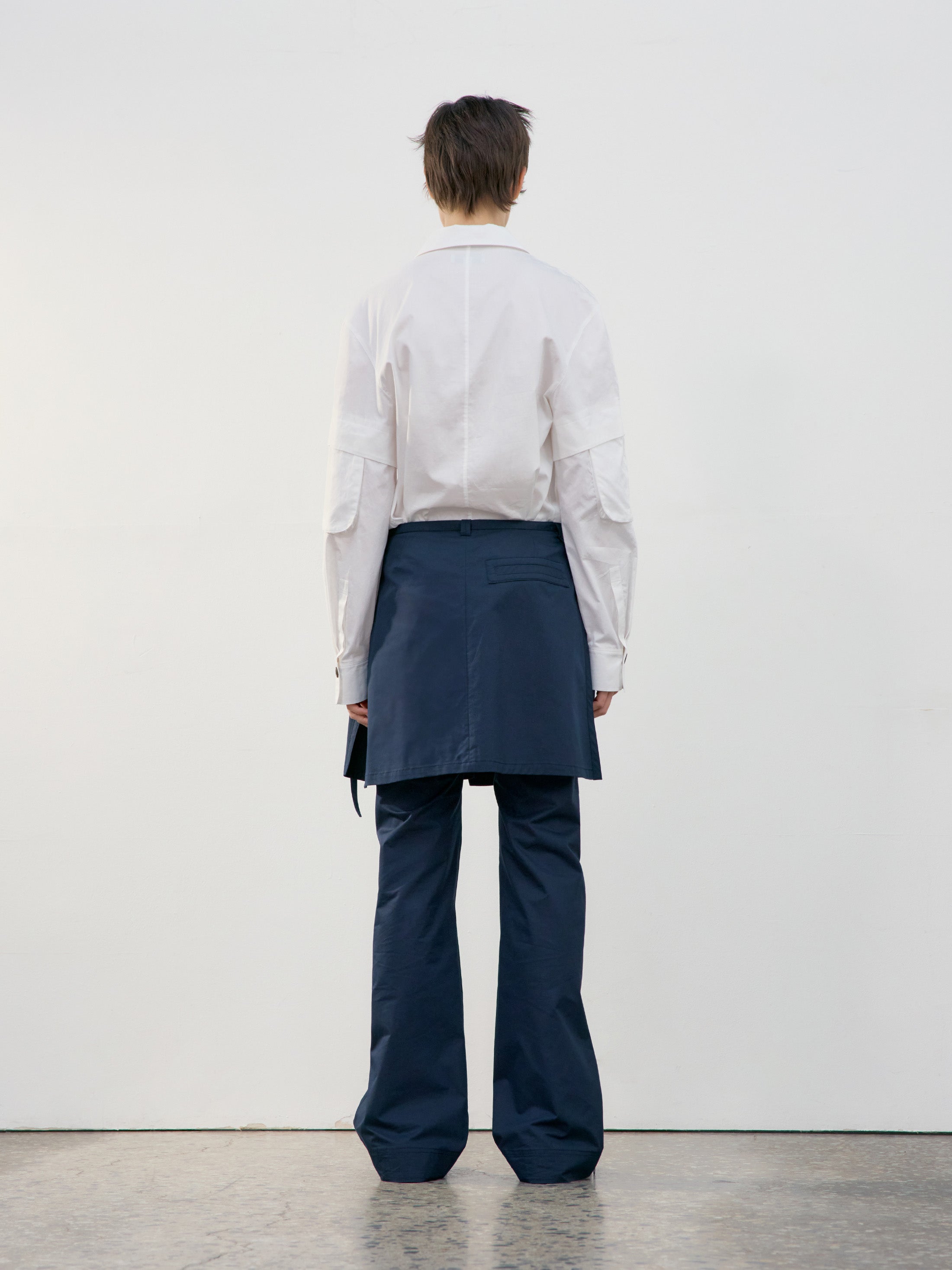 Low Classic Pocket Sleeve Zip-Up Shirt White