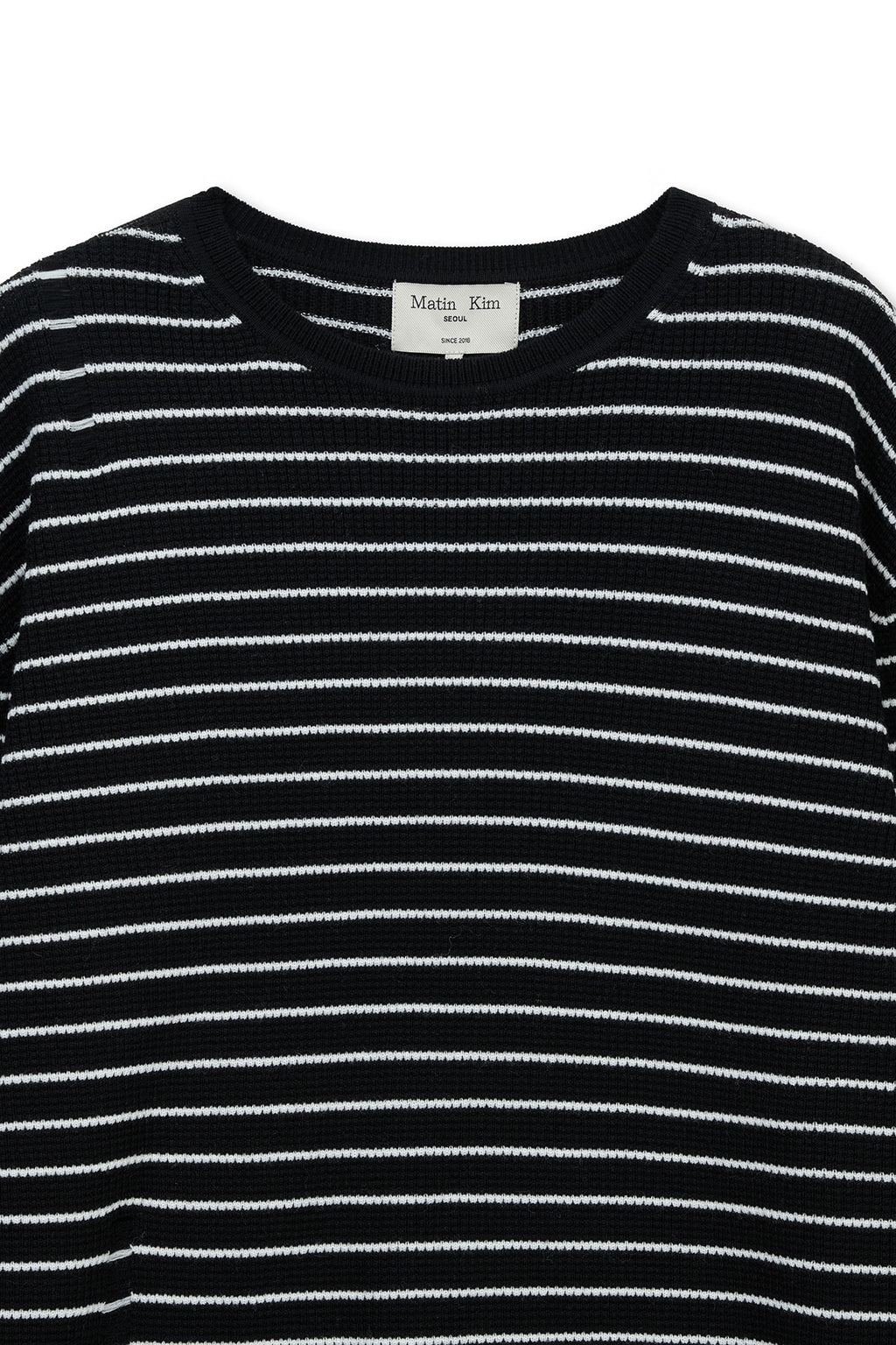 Matinkim Stripe Damaged Loose Pullover IN Black