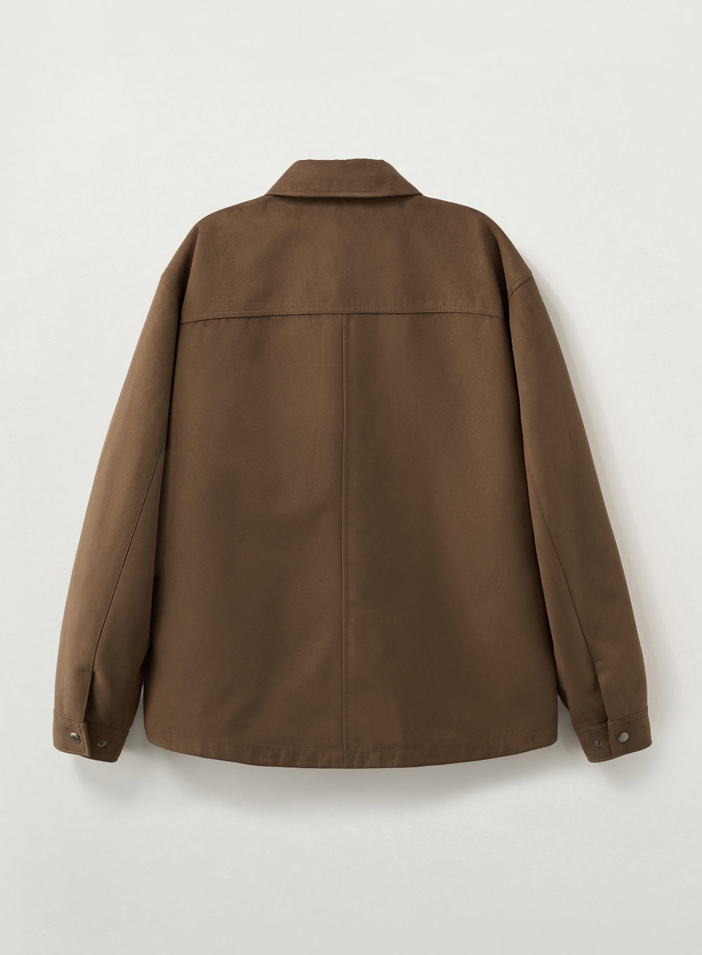 [satur] Synthetic Suede Shirt Jacket - Brown