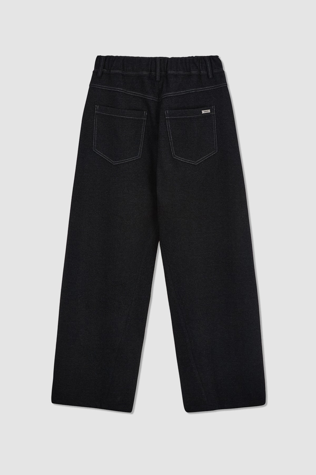 Matinkim Blended Wool Curved Banding Pants IN Black