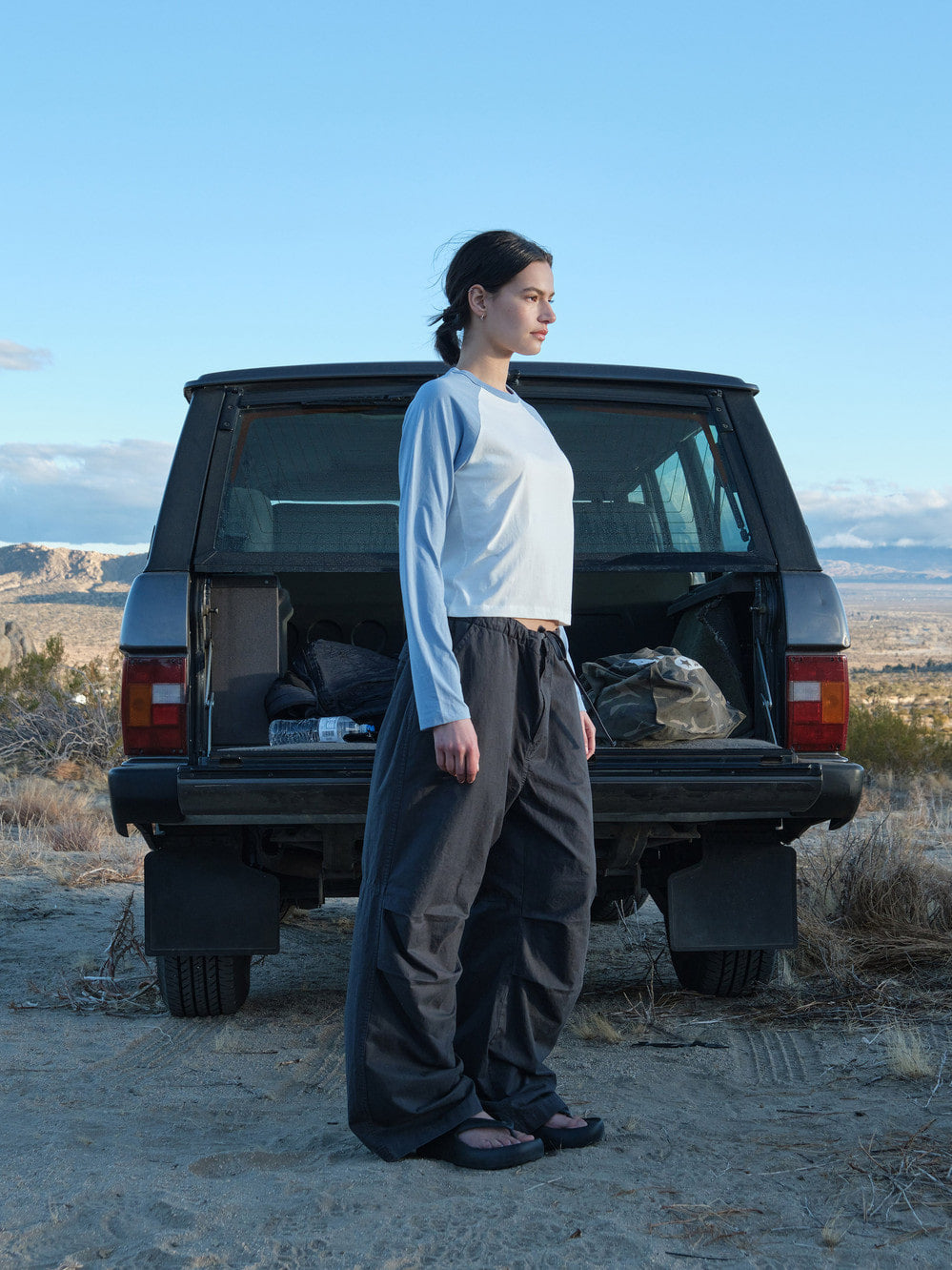 Low Classic Washed Cotton Cargo Pants Charcoal