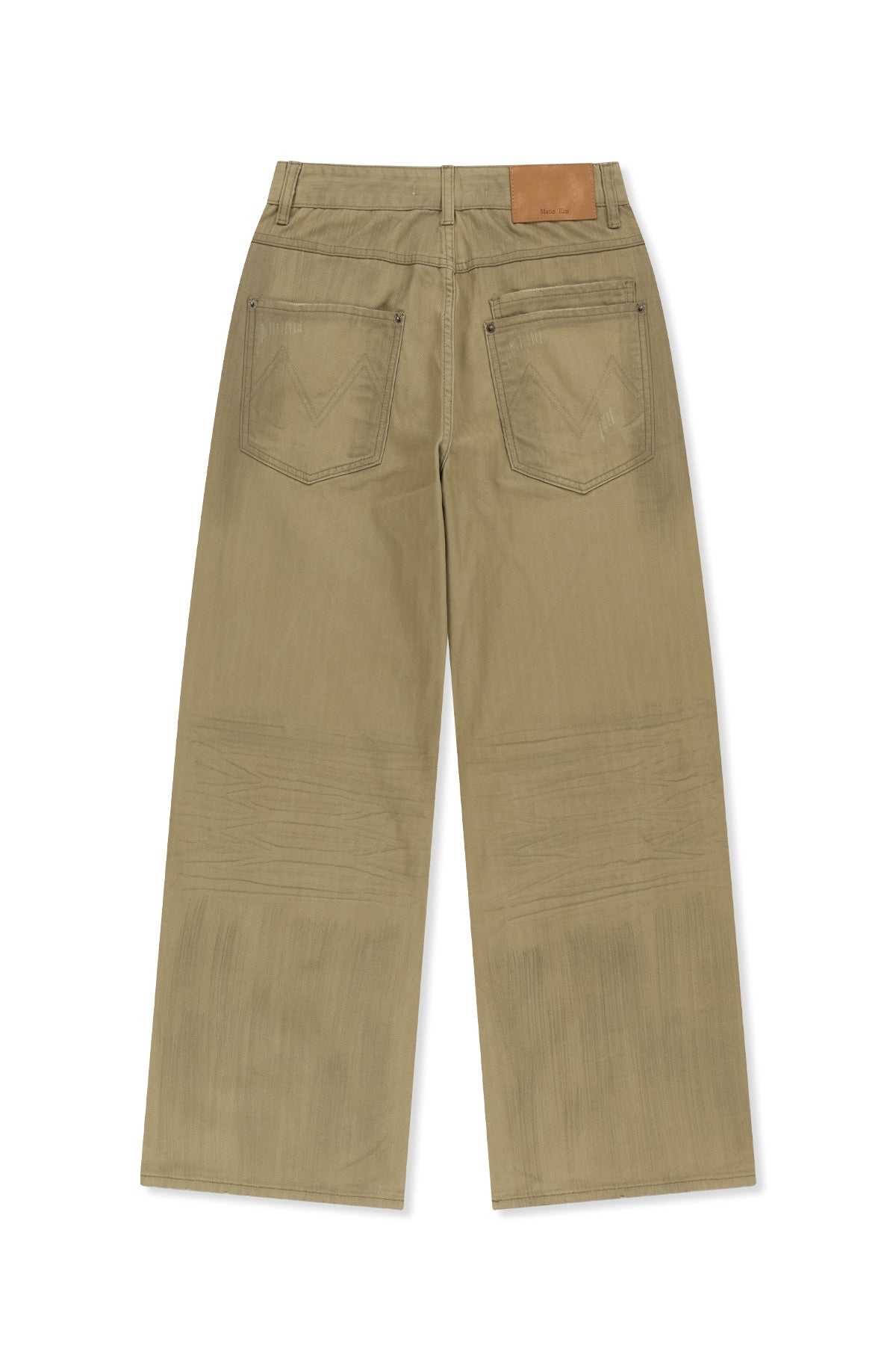Matinkim Distressed Herringbone Wide Pants IN Beige