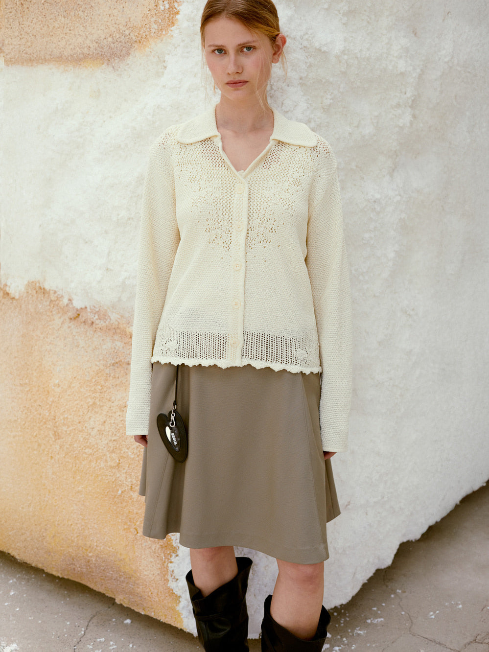 Low Classic Crochet Knit Shirt Cream