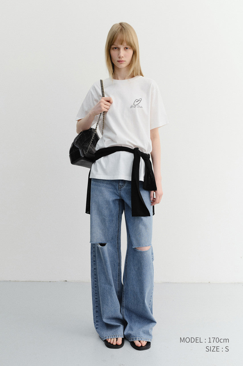 Dunst Damaged Wide Jeans Classic Blue