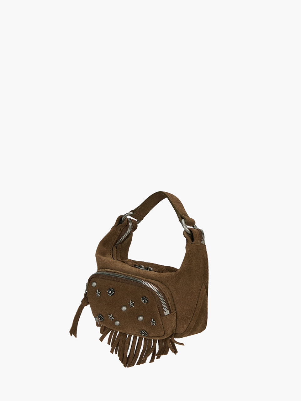 Margesherwood City Hobo Micro cappuccino studded suede