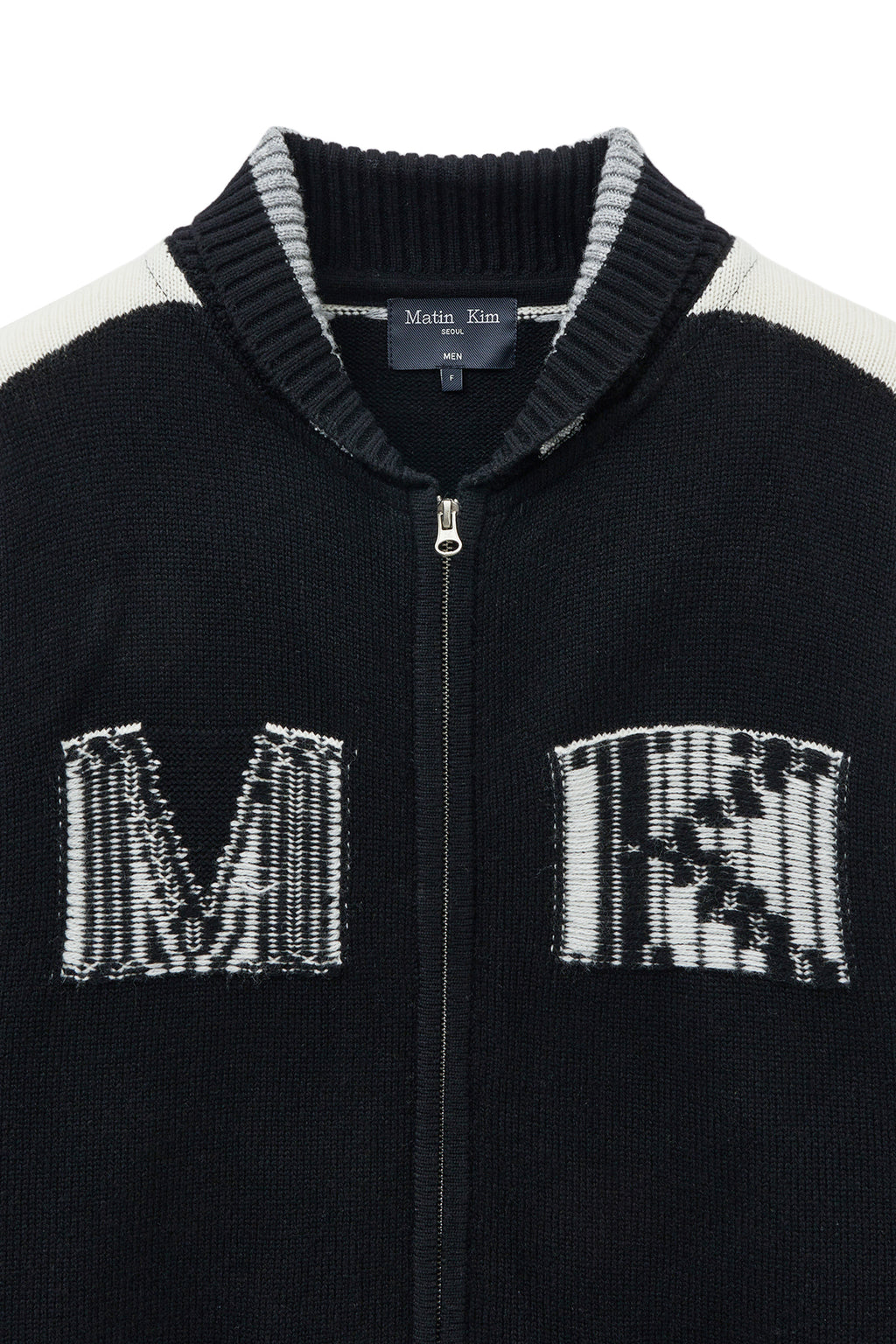 [matinkim] MATIN KIM INITIAL KNIT ZIP UP FOR MEN IN BLACK