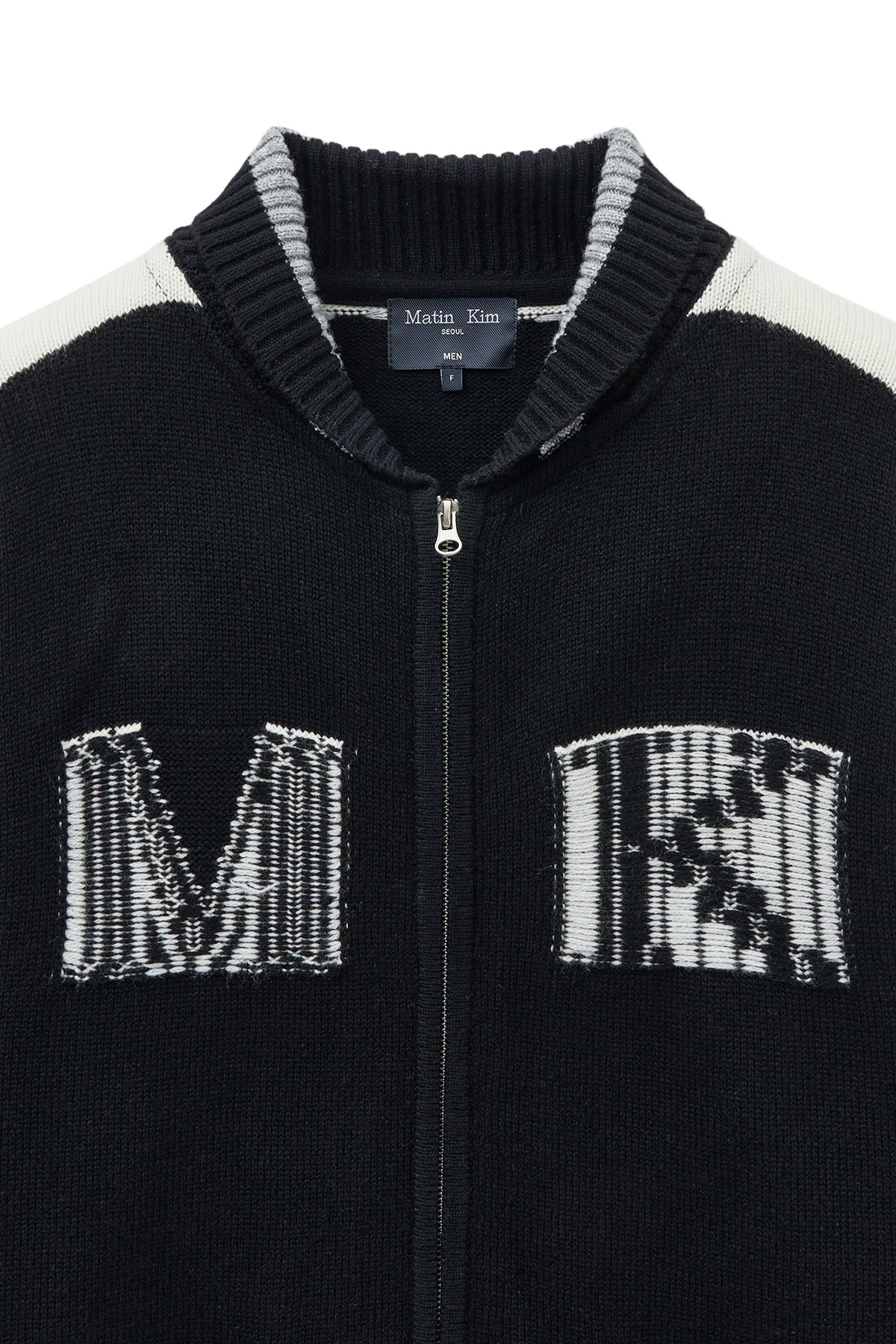 [matinkim] MATIN KIM INITIAL KNIT ZIP UP FOR MEN IN BLACK