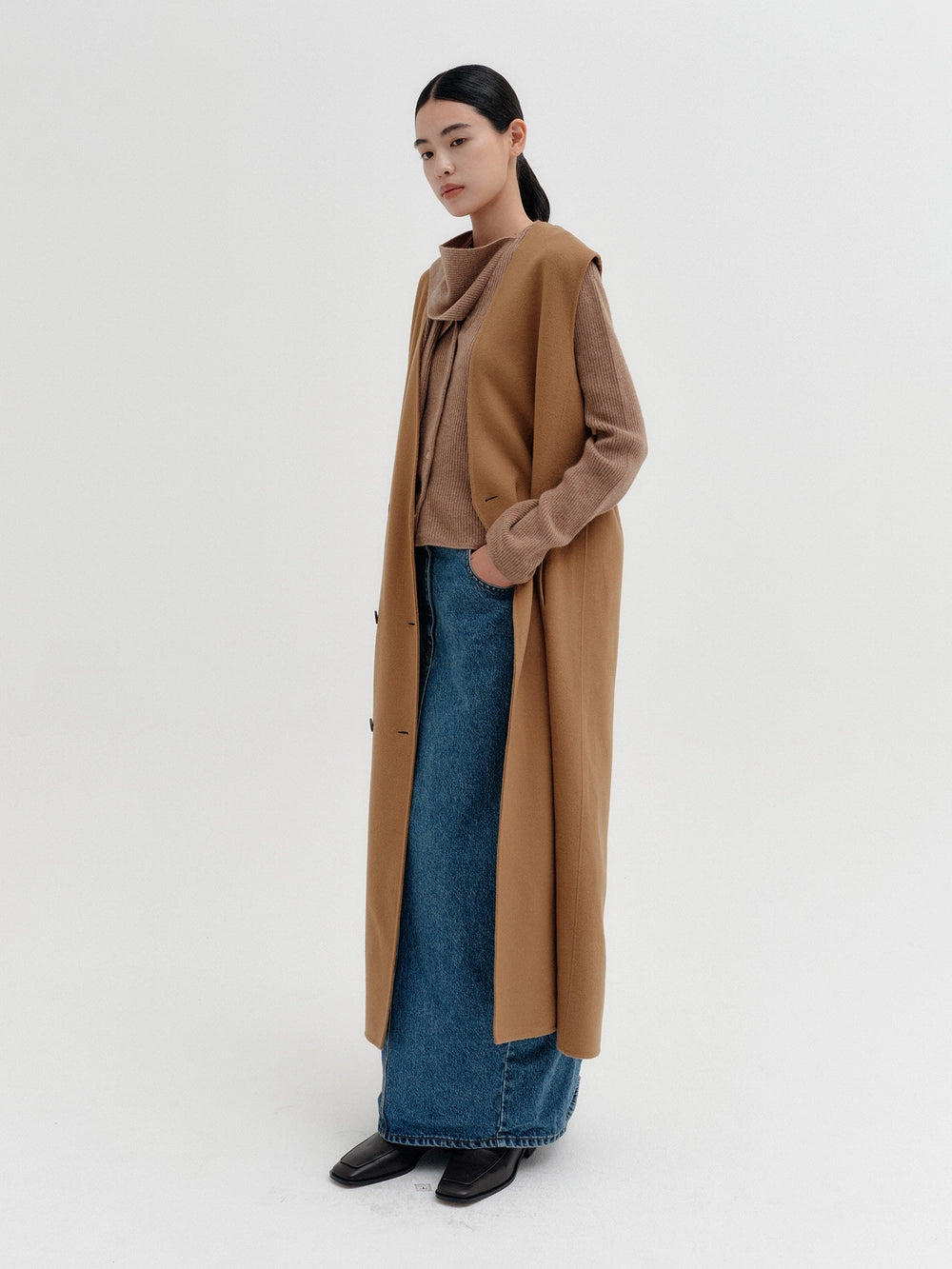 EENK Convertible Double Breasted Coat - Beige
