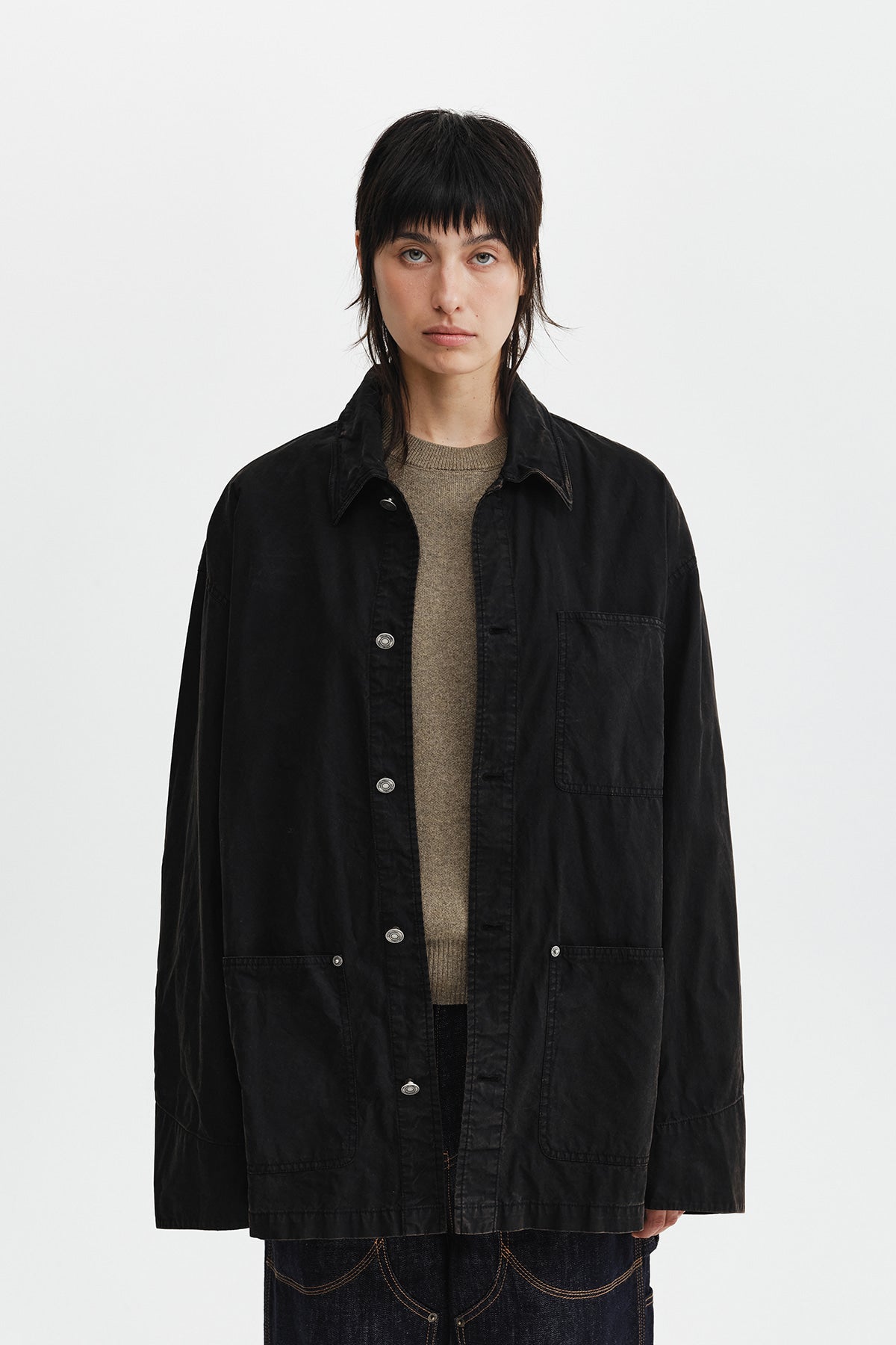 Matinkim Vintage Waxed Work Jacket IN Black