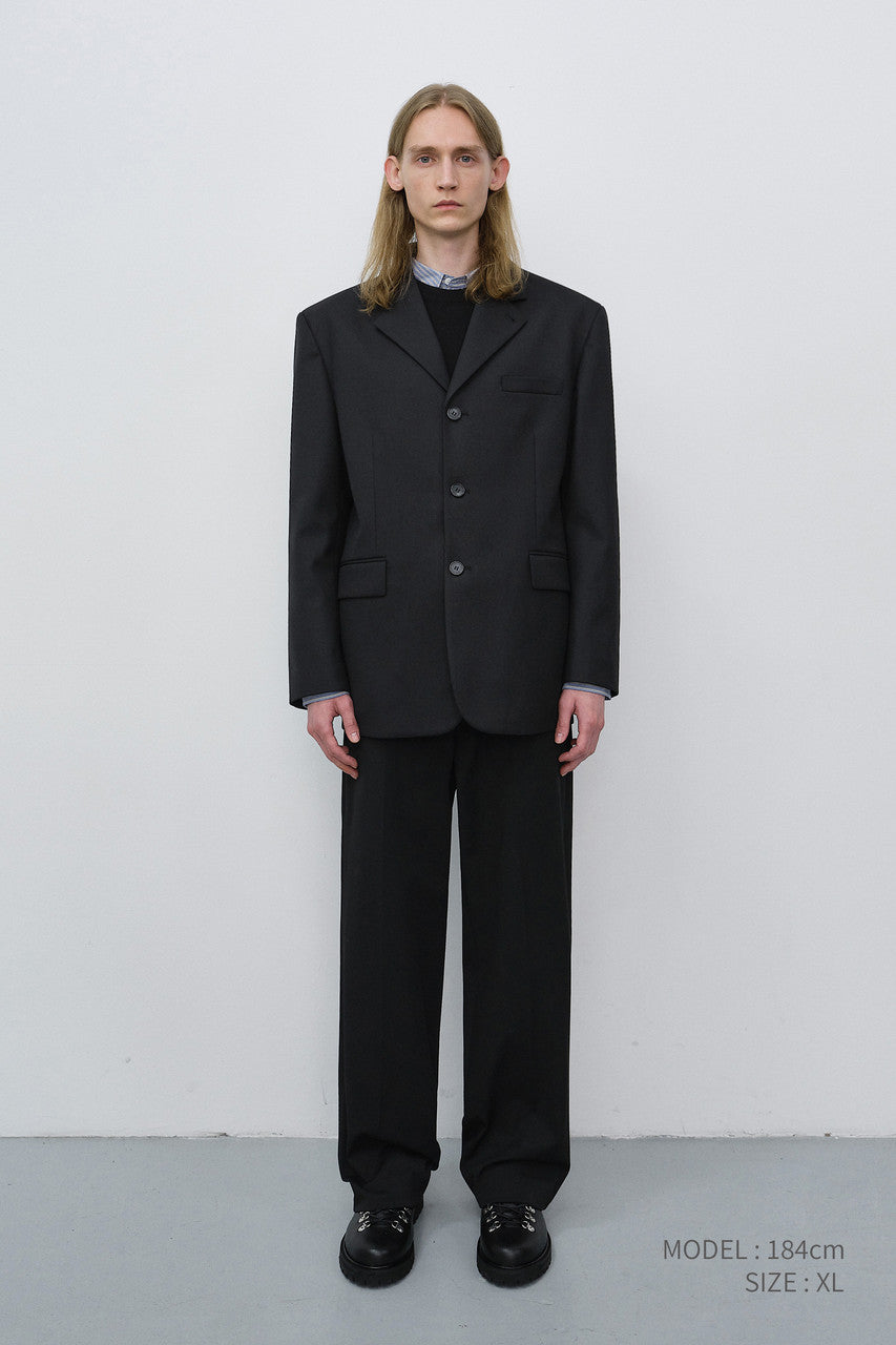 Dunst Unisex Classic 3 Button Wool Blazer Black