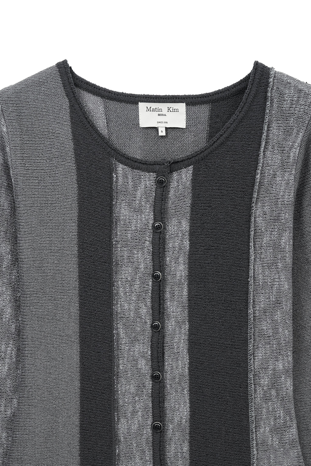[matinkim] Color Block Slim Knit Cardigan IN Charcoal