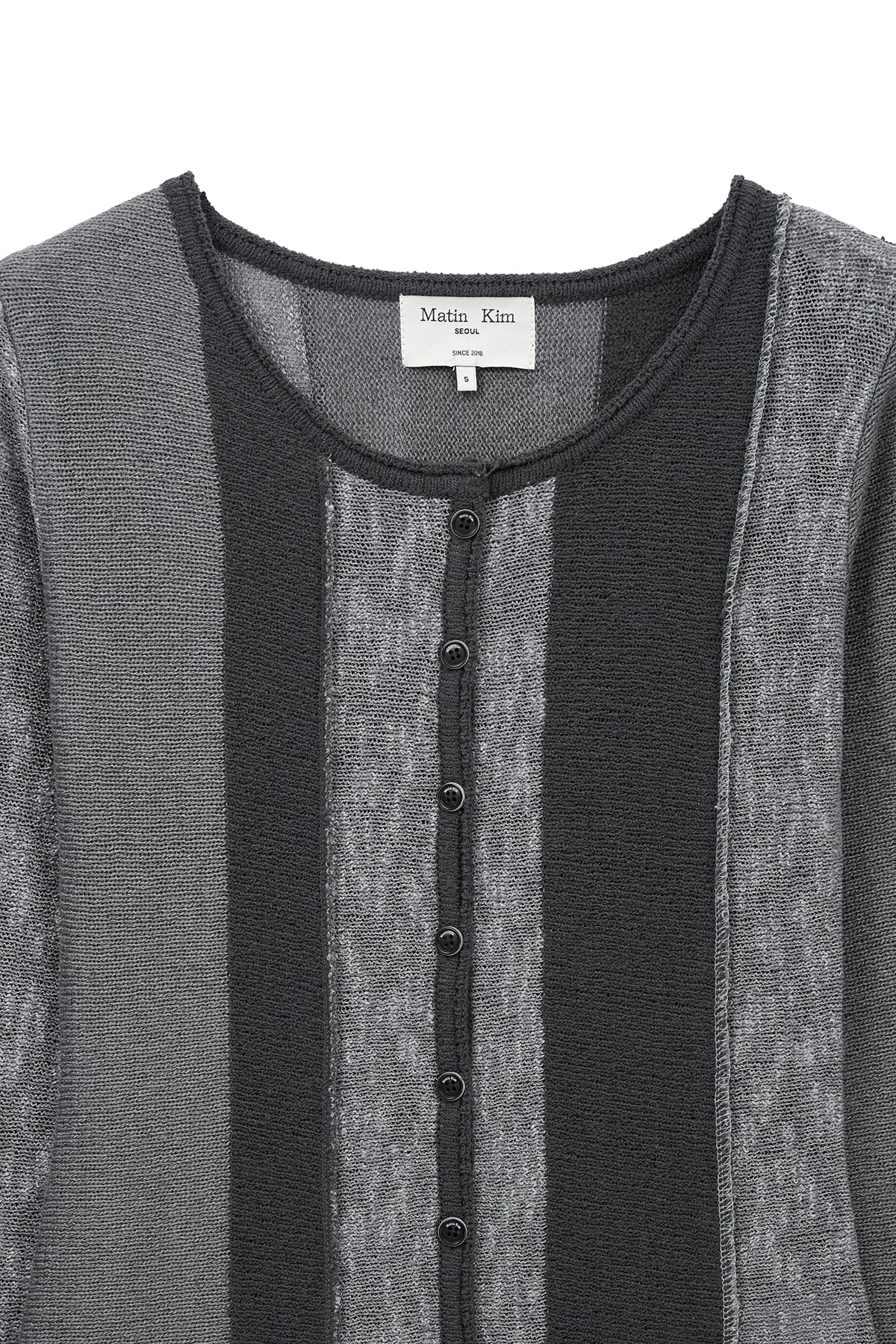 [matinkim] Color Block Slim Knit Cardigan IN Charcoal