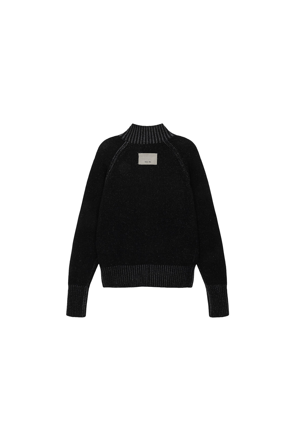 [matinkim] TWO TONE MIXED KNIT ZIP UP FOR WOMEN IN BLACK