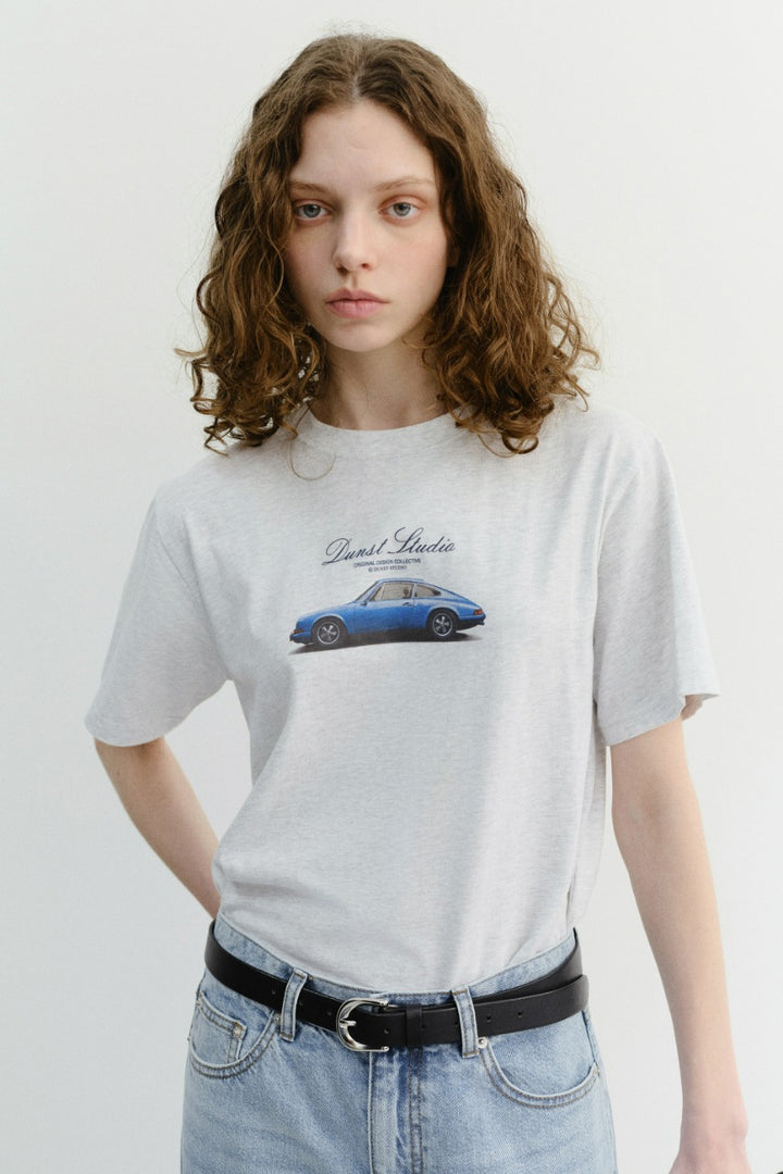 Dunst Unisex Summer Holiday Car T-Shirt Light Melange Grey