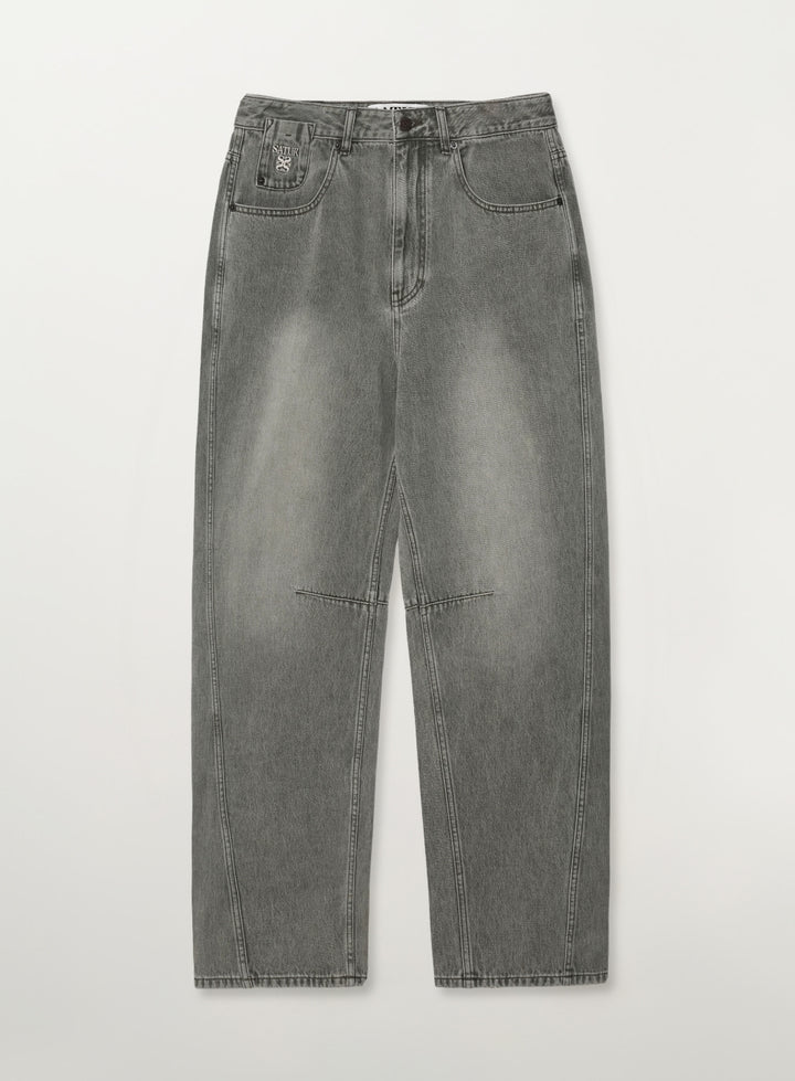 Satur Round Color Denim Pants - Khaki