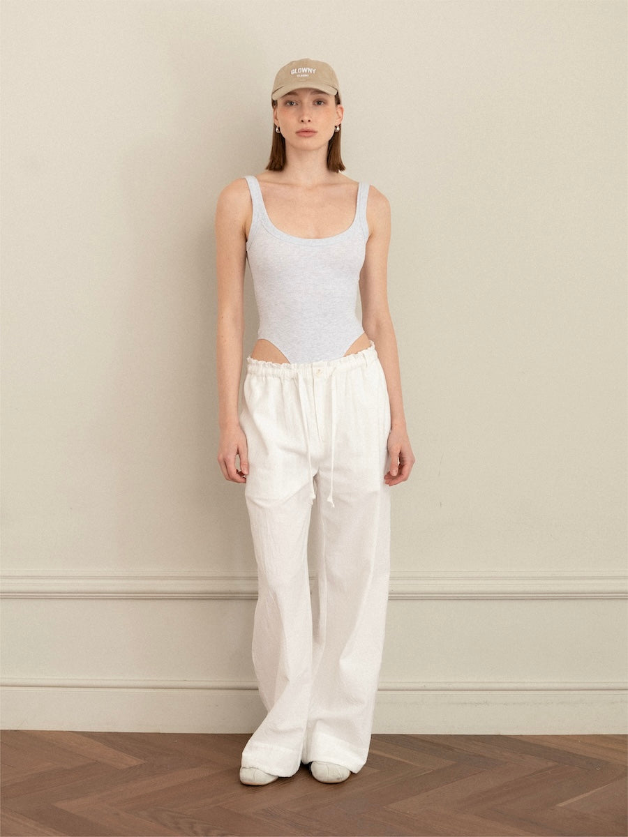 GLOWNY G Scoop Neck Bodysuit (White Melange)