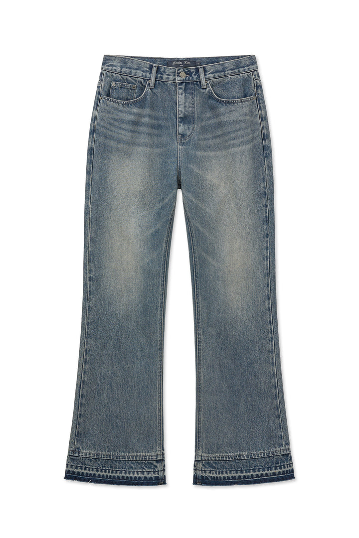Matinkim Washed Flare Denim Pants For Men IN Light Blue