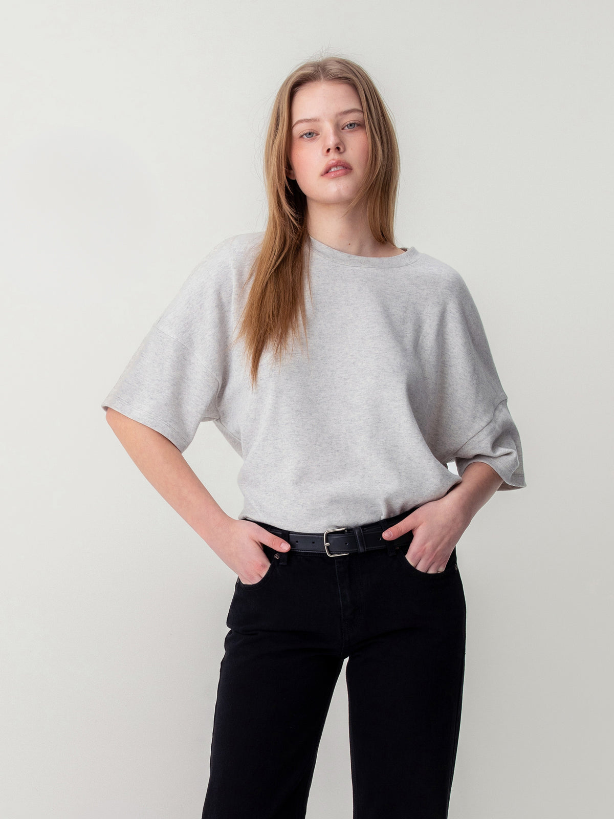 GLOWNY G Cozy Box Tee (Melange Gray)