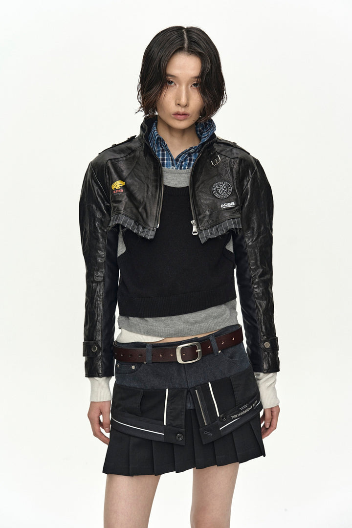 Andersson Bell Cut-Out Shrunken Racing Leather Jacket
