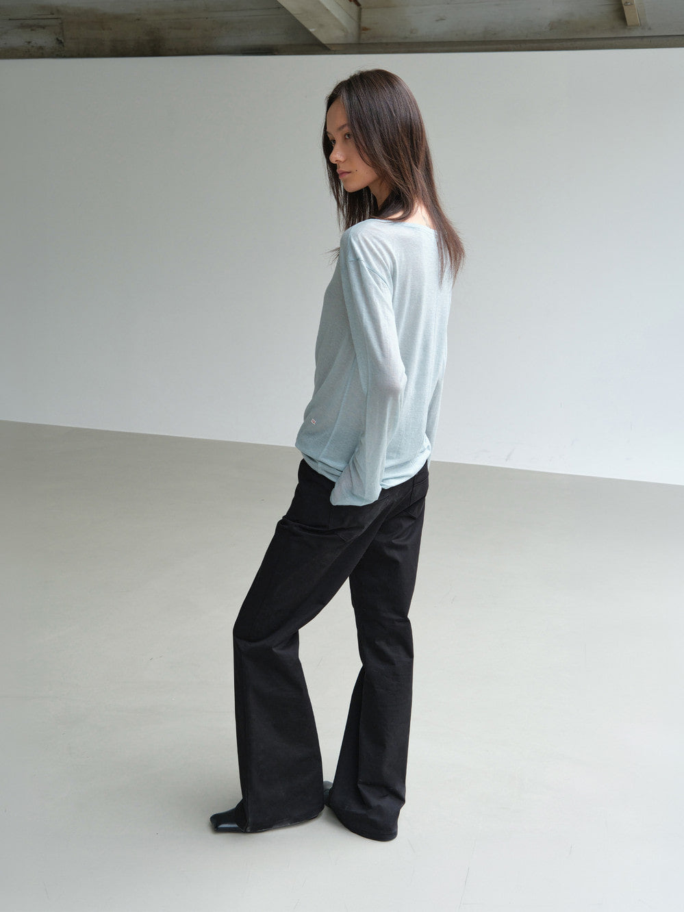 Low Classic Wool Tencel Long Sleeve T-Shirt Sky Blue