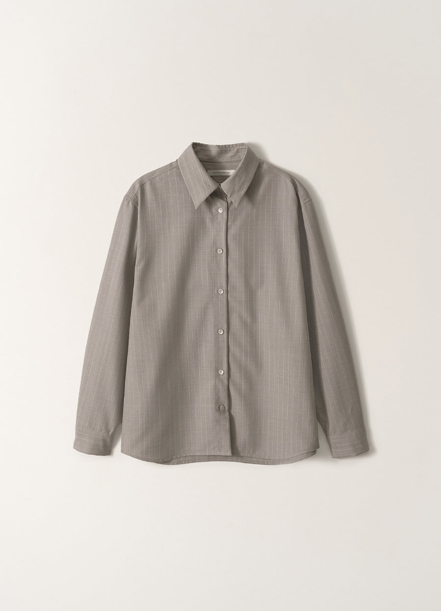 Nothing Written Noa Wool Shirt (Ash Gray Stripe)