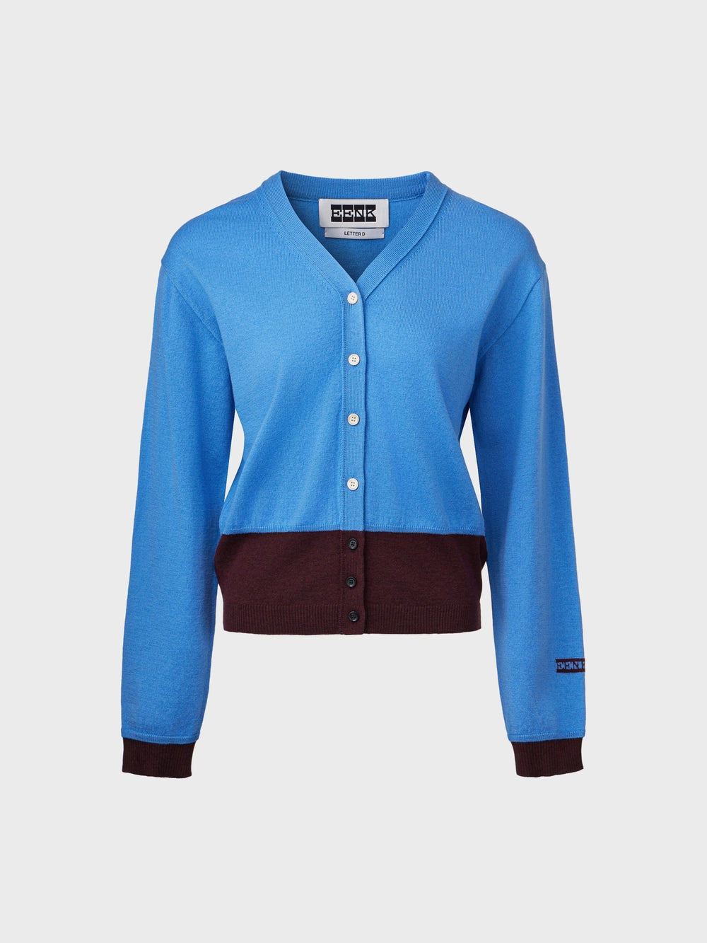 EENK Contrast V-Neck Cardigan - Sky Blue