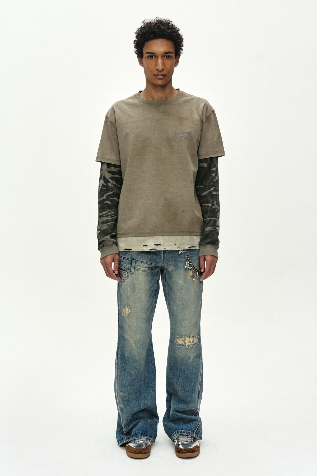 Andersson Bell Distress Layered Long Sleeve T-Shirt