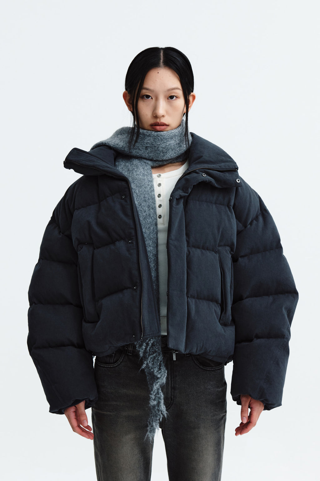 Matinkim Cotton Washed Puffer Duck Down Jumper IN Charcoal