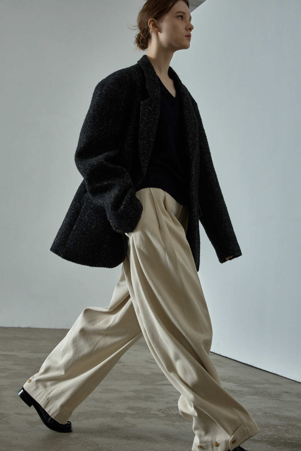 Facade Pattern Herringbone Blazer Coat black