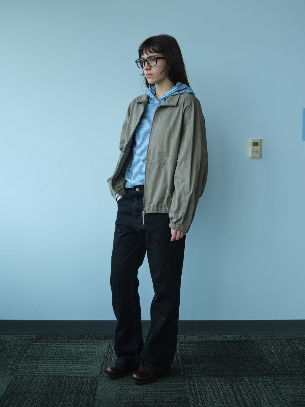 Low Classic Washed Cotton Oversized Blouson Khaki Grey - Low Classic