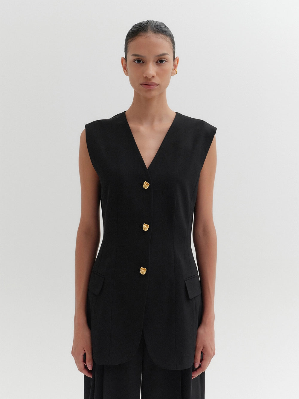 EENK Classic Button Vest - Black