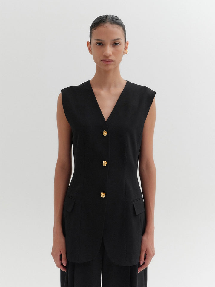 EENK Classic Button Vest - Black