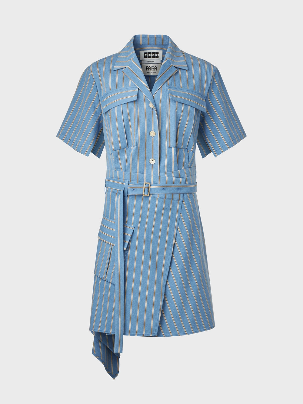 EENK Belted Low-Waist Shirt Dress - Blue
