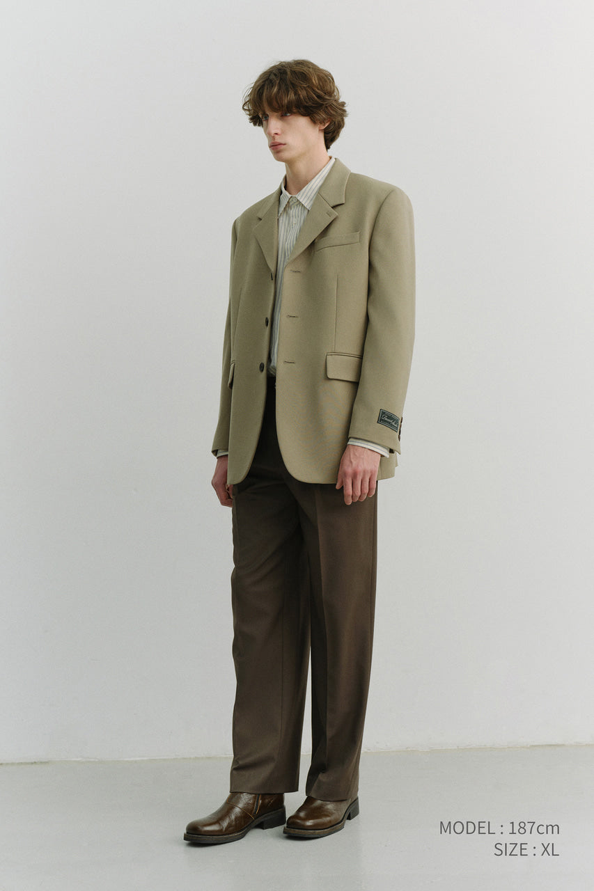 Dunst Unisex 3 Button Wool Blazer Khaki Beige