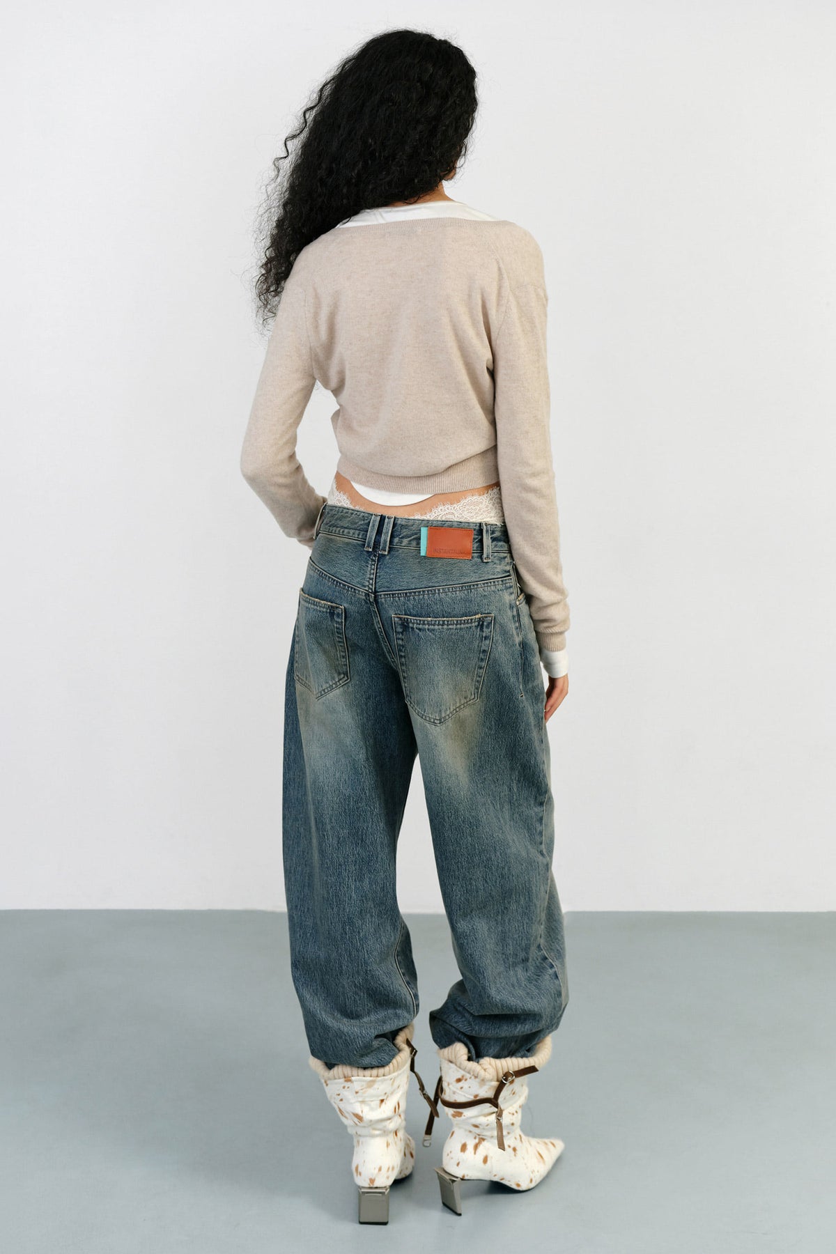 Instantfunk Essential Wool Round Cardigan - Beige