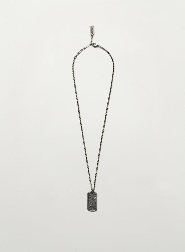 Satur S Logo Pendant Necklace - Silver