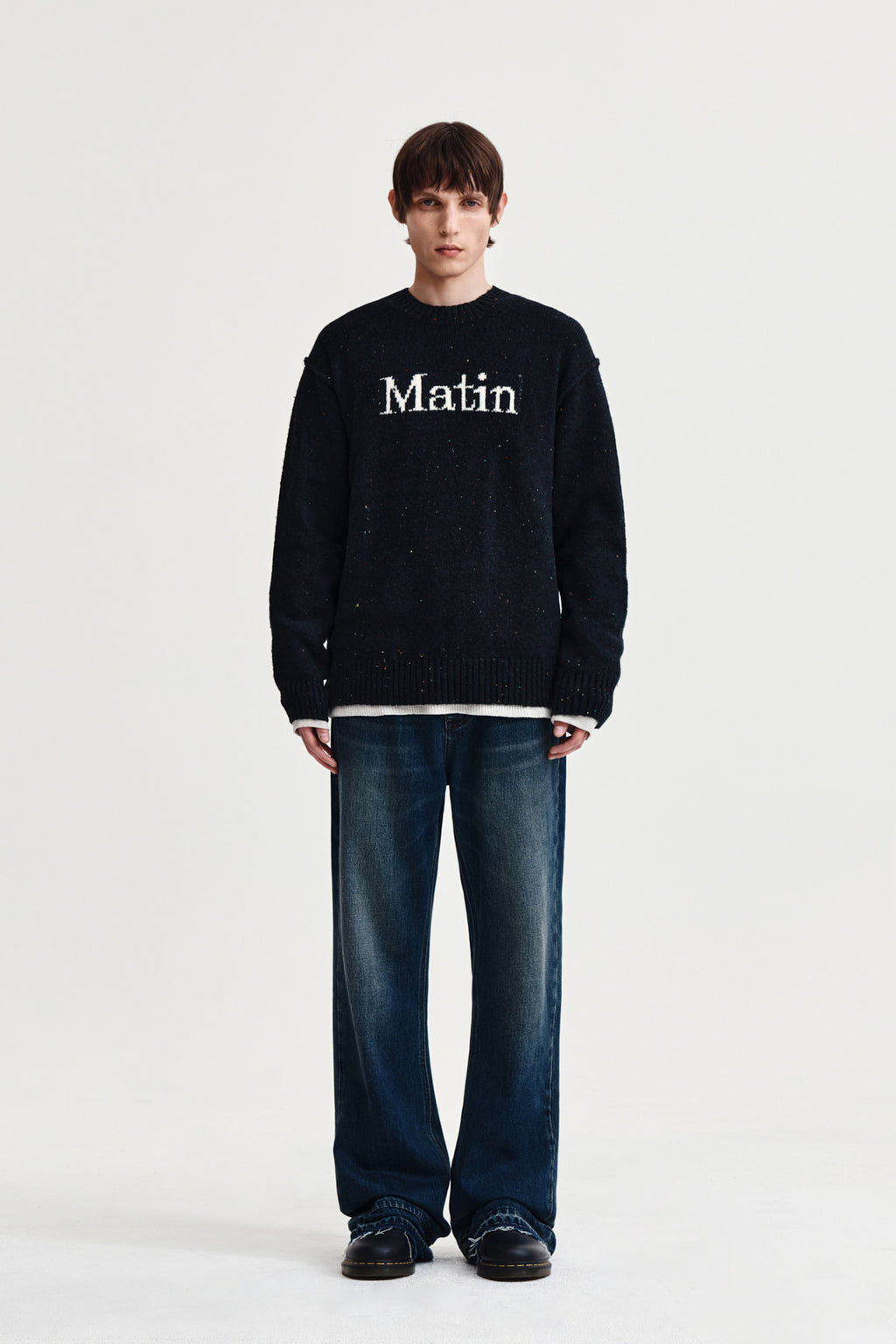 [matinkim] WASHED FLARE DENIM PANTS FOR MEN IN BLUE