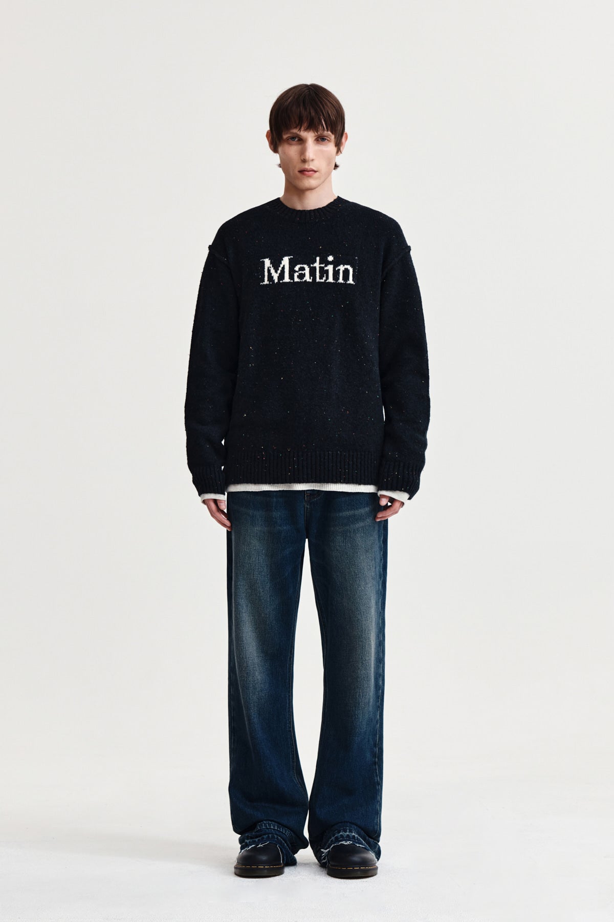 [matinkim] WASHED FLARE DENIM PANTS FOR MEN IN BLUE