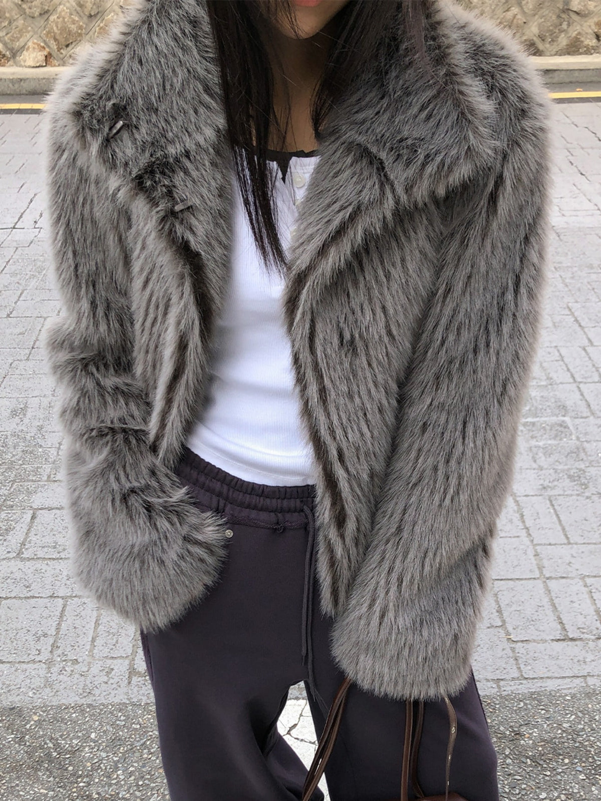 Raive Hair Fur Half Jacket