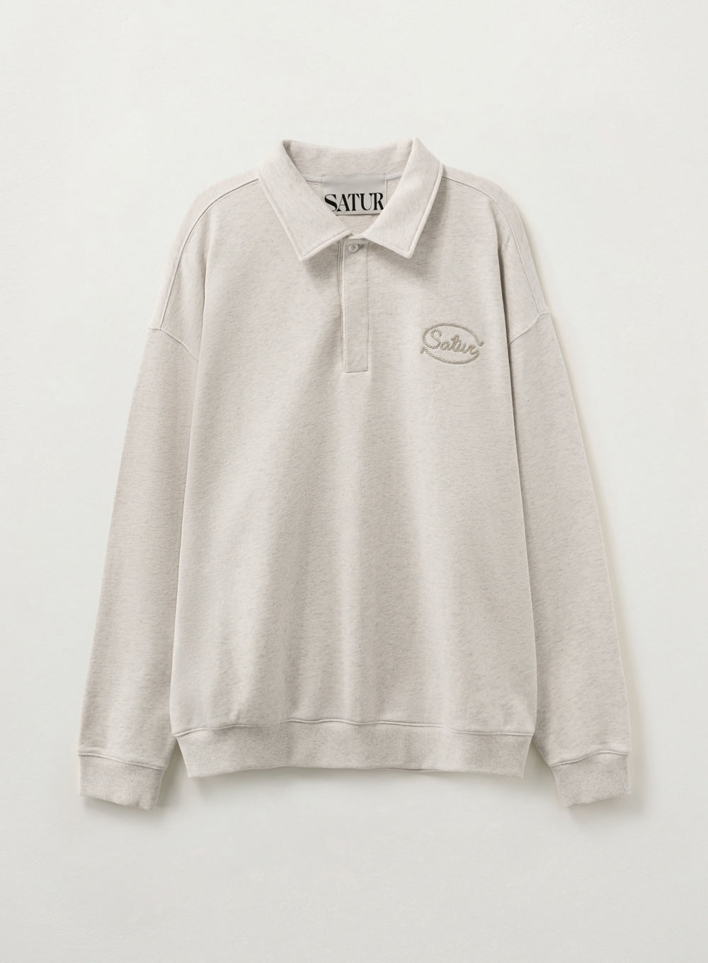[satur] Rope Logo Loose Fit Collar Sweatshirt - Melange Ivory