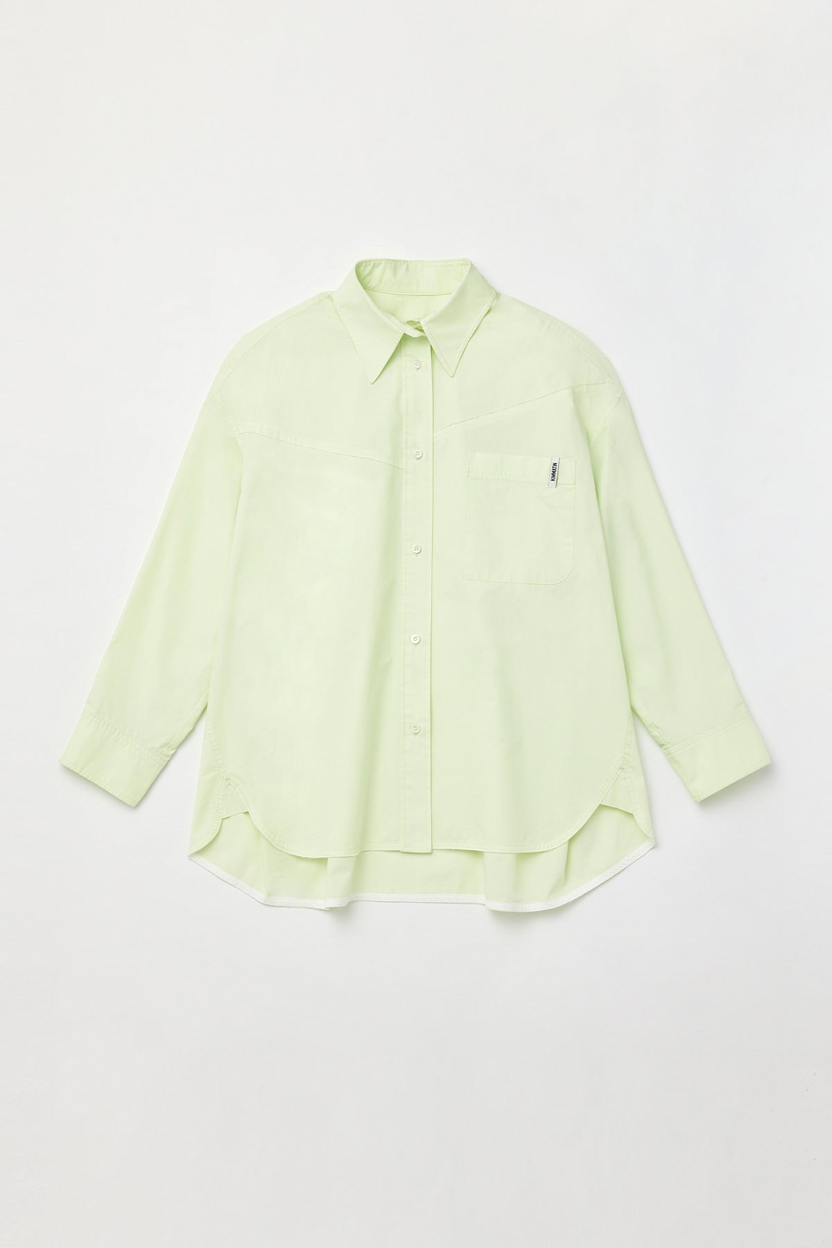 Matinkim Mini Label Pocket Solid Shirt IN Light Green