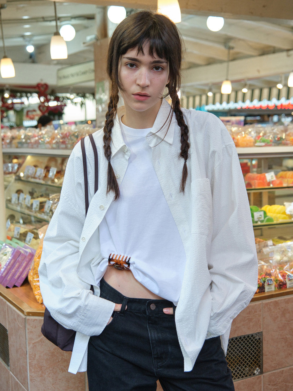 Low Classic Oversized Lc Checked Shirt Off White