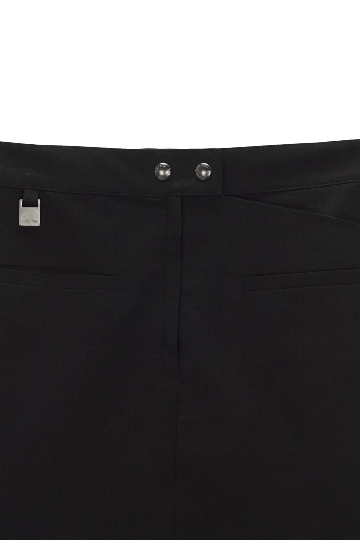 [matinkim] ZIPPER POINT LINEN MINI SKIRT IN BLACK