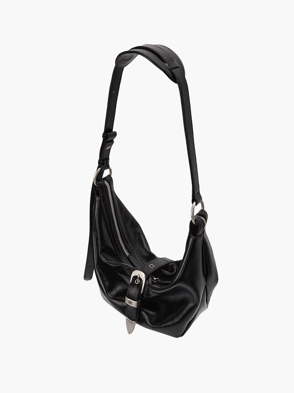Margesherwood Belted Hobo Medium black glossy plain